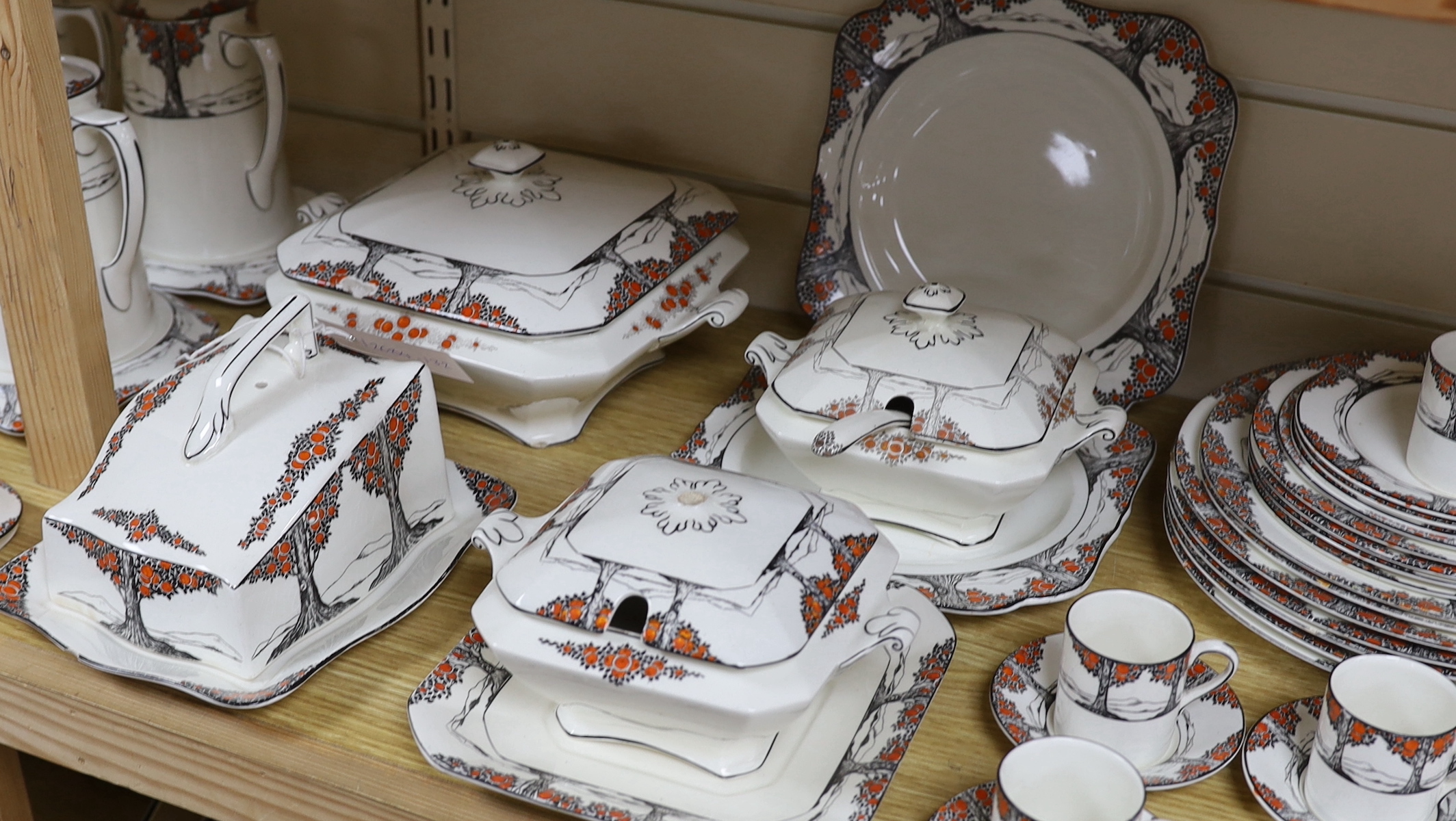 A large quantity of Crown Ducal Orange Tree pattern tea, coffee and dinner wares